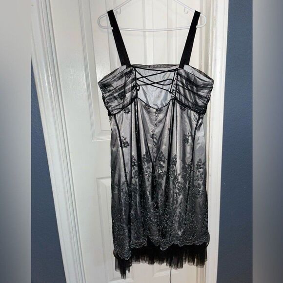 Kathy Robert’s black and silver tulle formal dress 16w porm wedding sleeveless - Picture 10 of 12